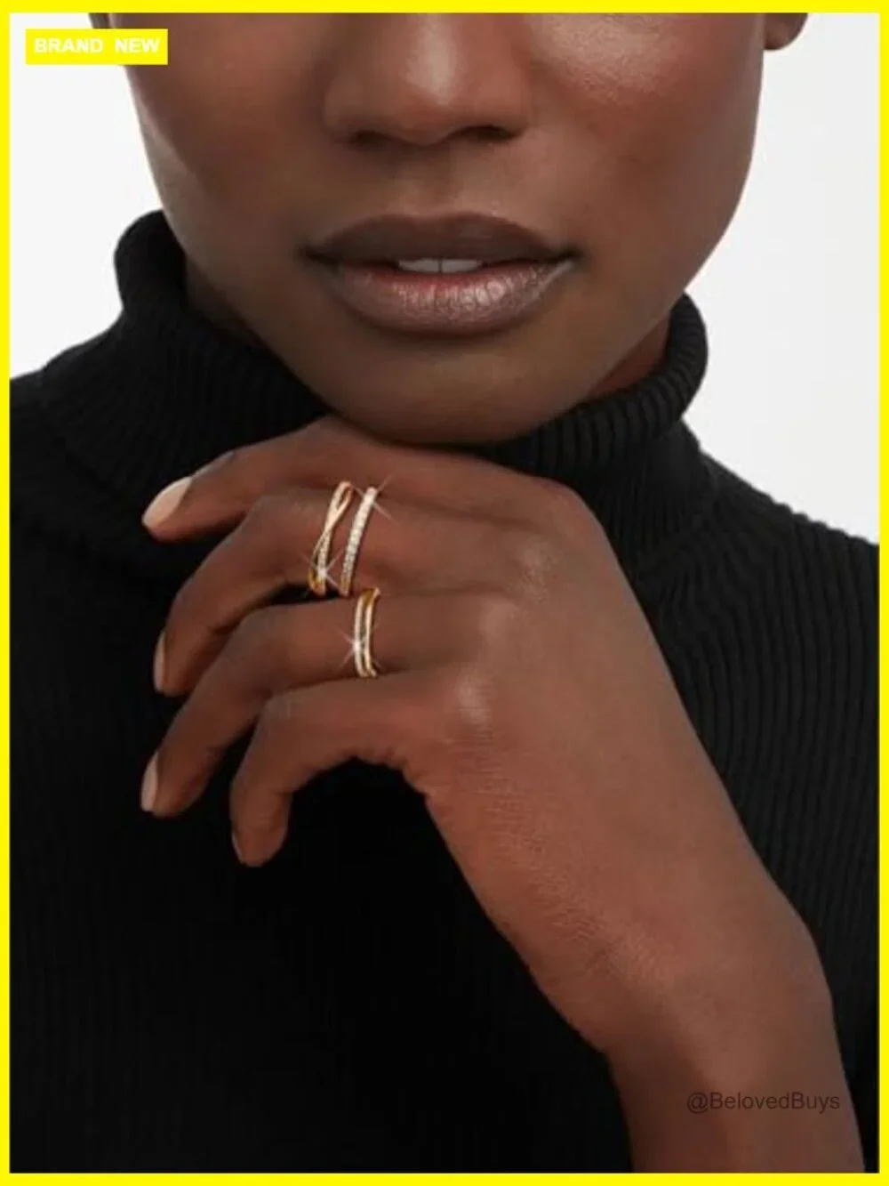 Open Adjustable Stackable Ring Set - 9 Piece Gold Plated Rings